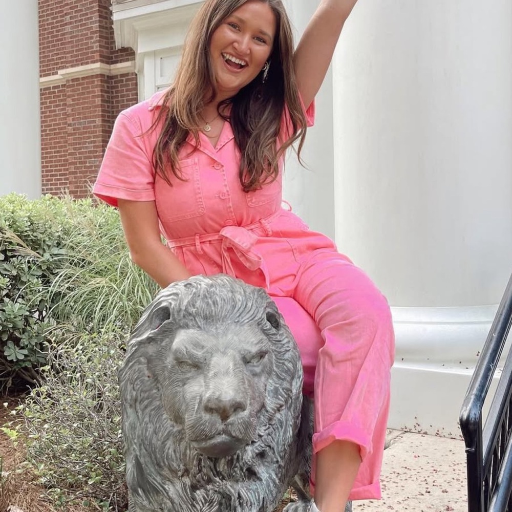 Skies Are Blue Pink Jumpsuit Casual Cropped Style